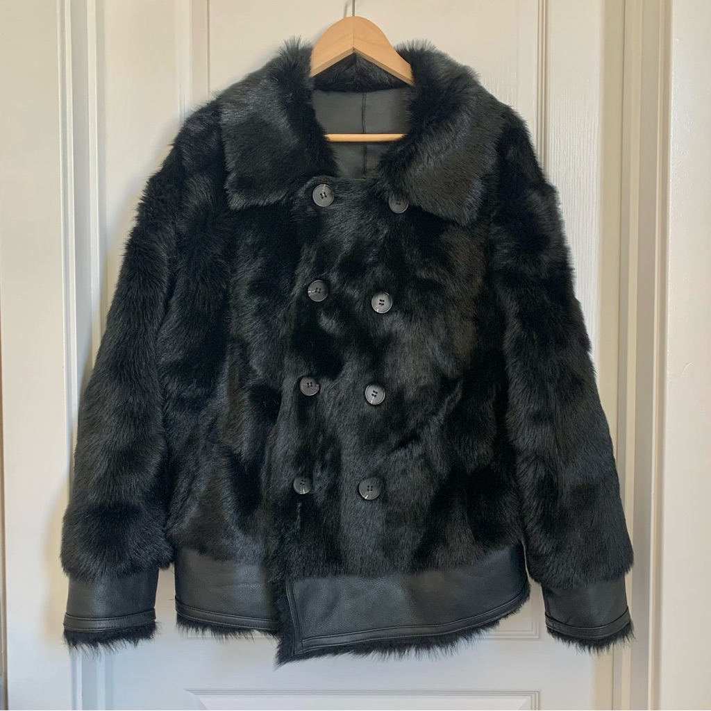 Genuine Lambskin And Fur Jacket Black